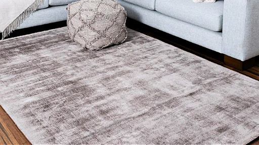 Viscose area rug in living room